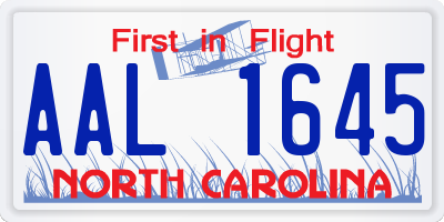 NC license plate AAL1645