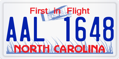 NC license plate AAL1648