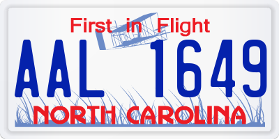 NC license plate AAL1649