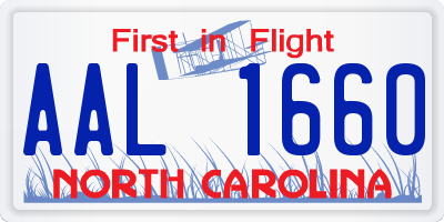 NC license plate AAL1660