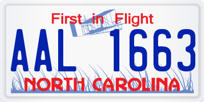 NC license plate AAL1663