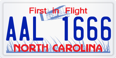 NC license plate AAL1666