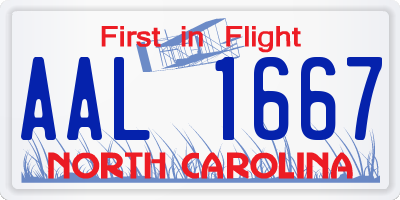 NC license plate AAL1667