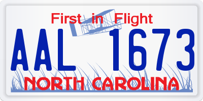 NC license plate AAL1673