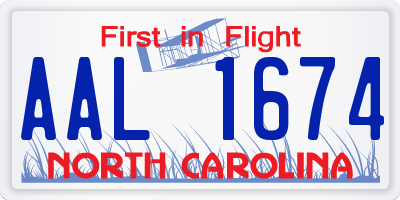 NC license plate AAL1674