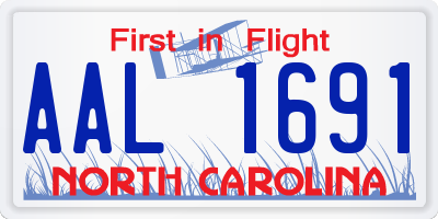 NC license plate AAL1691