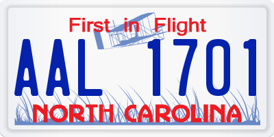 NC license plate AAL1701