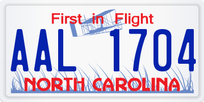 NC license plate AAL1704