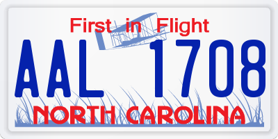 NC license plate AAL1708