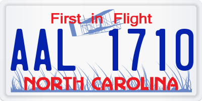 NC license plate AAL1710