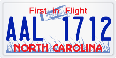 NC license plate AAL1712