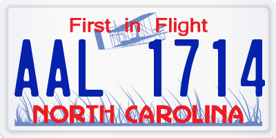 NC license plate AAL1714