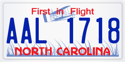 NC license plate AAL1718