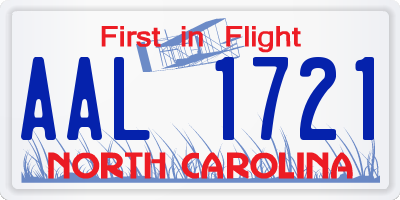 NC license plate AAL1721