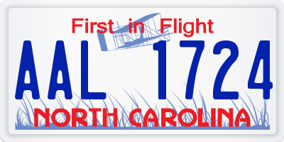 NC license plate AAL1724