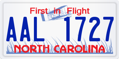NC license plate AAL1727