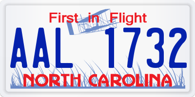 NC license plate AAL1732