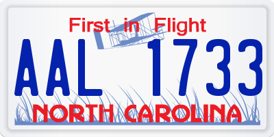 NC license plate AAL1733
