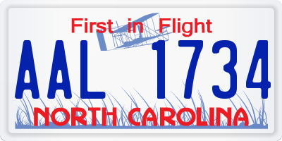 NC license plate AAL1734