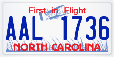 NC license plate AAL1736