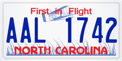 NC license plate AAL1742
