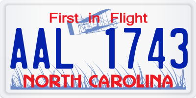 NC license plate AAL1743