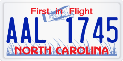 NC license plate AAL1745