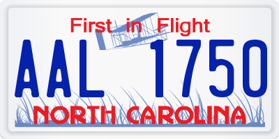 NC license plate AAL1750