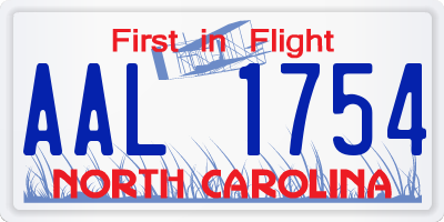 NC license plate AAL1754