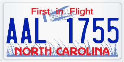 NC license plate AAL1755