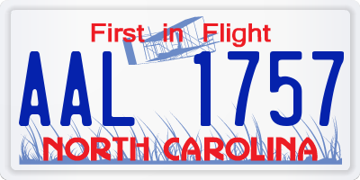 NC license plate AAL1757