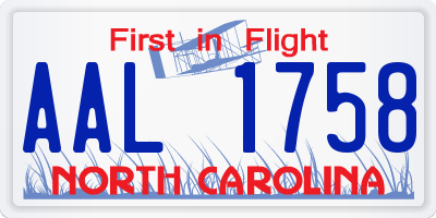 NC license plate AAL1758