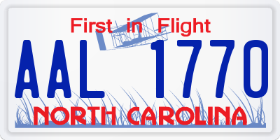 NC license plate AAL1770