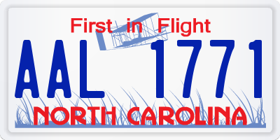 NC license plate AAL1771