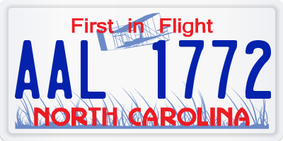 NC license plate AAL1772