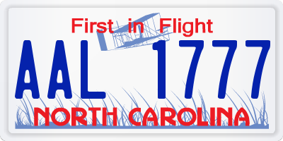 NC license plate AAL1777