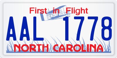 NC license plate AAL1778