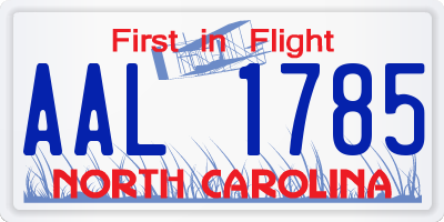 NC license plate AAL1785