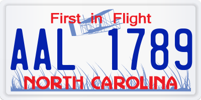 NC license plate AAL1789