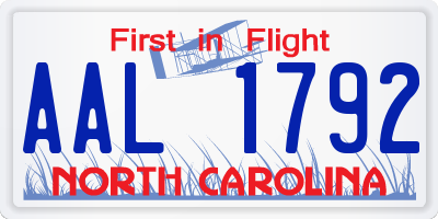 NC license plate AAL1792