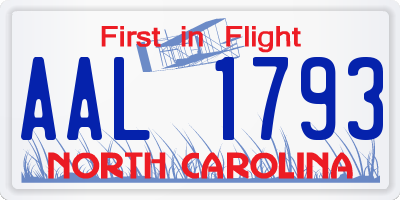 NC license plate AAL1793