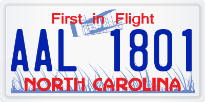NC license plate AAL1801