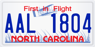 NC license plate AAL1804