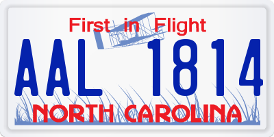 NC license plate AAL1814