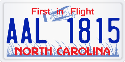 NC license plate AAL1815