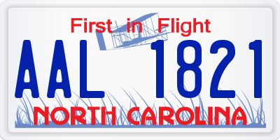 NC license plate AAL1821