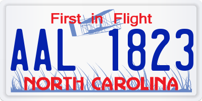 NC license plate AAL1823