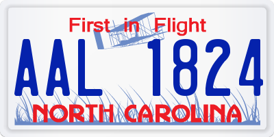 NC license plate AAL1824