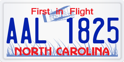 NC license plate AAL1825