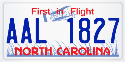 NC license plate AAL1827